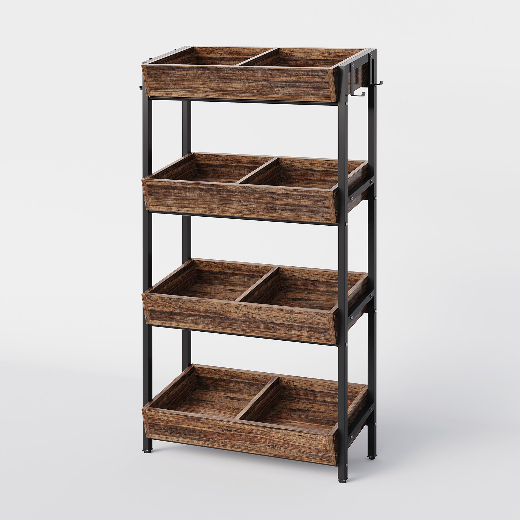 Wood Fruit Vegetable Storage Basket Stand